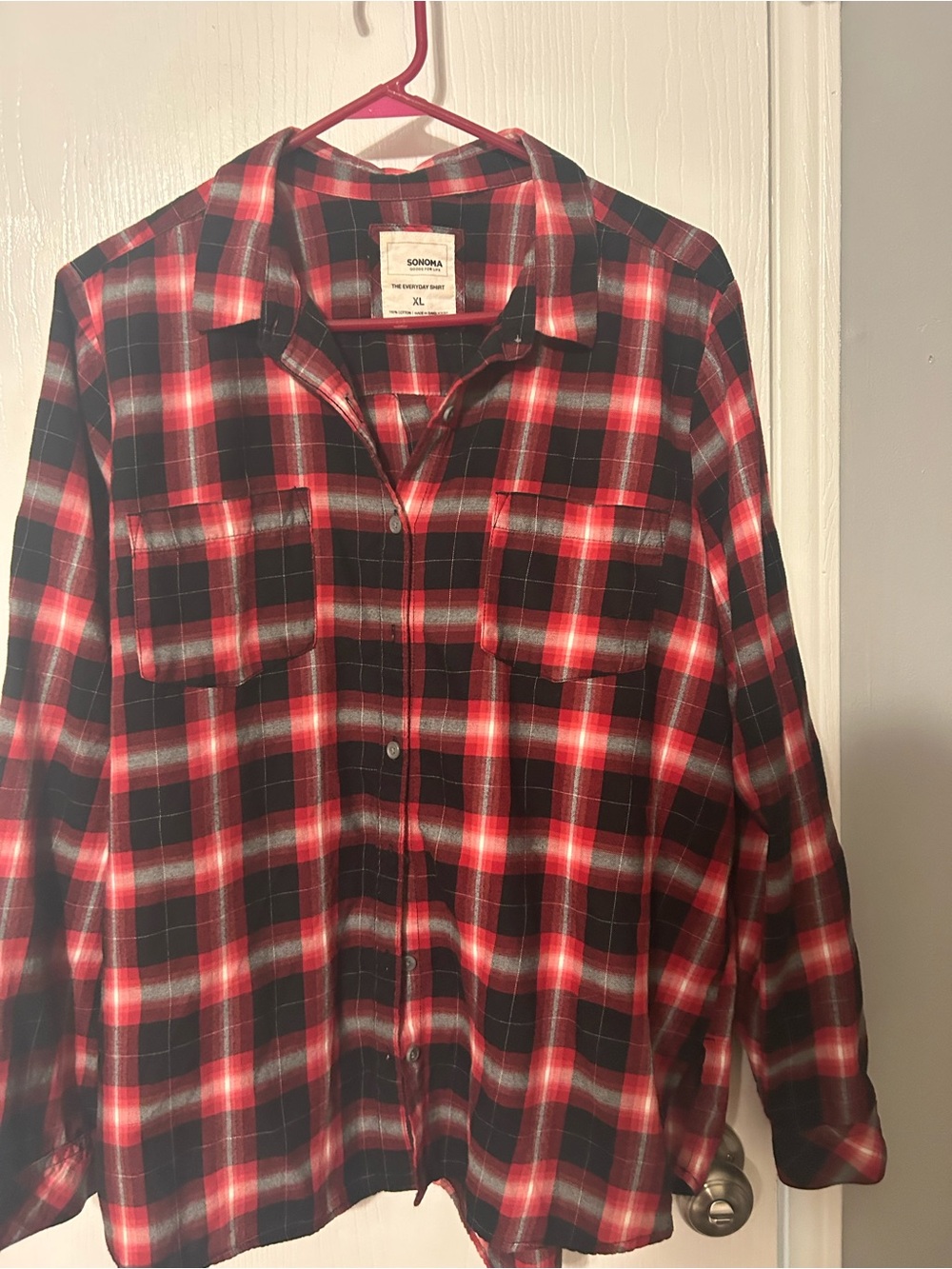 Sonoma Red and Black Plaid Women’s Long Sleeve Shirt